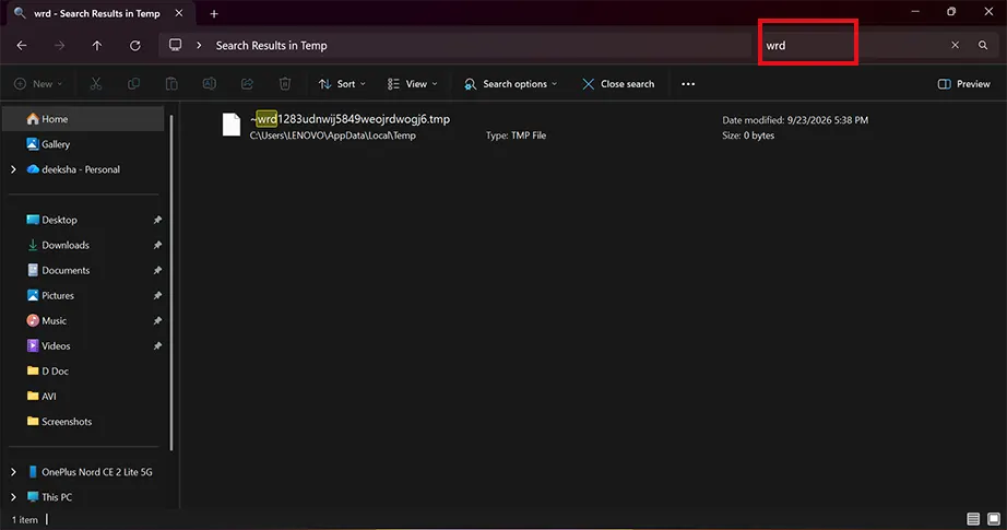 Search for word files