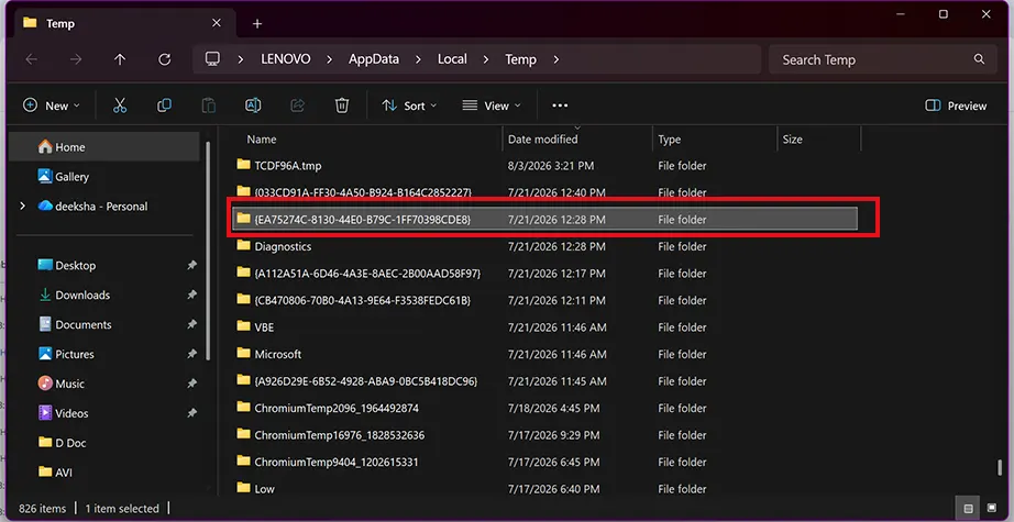 Select the folder