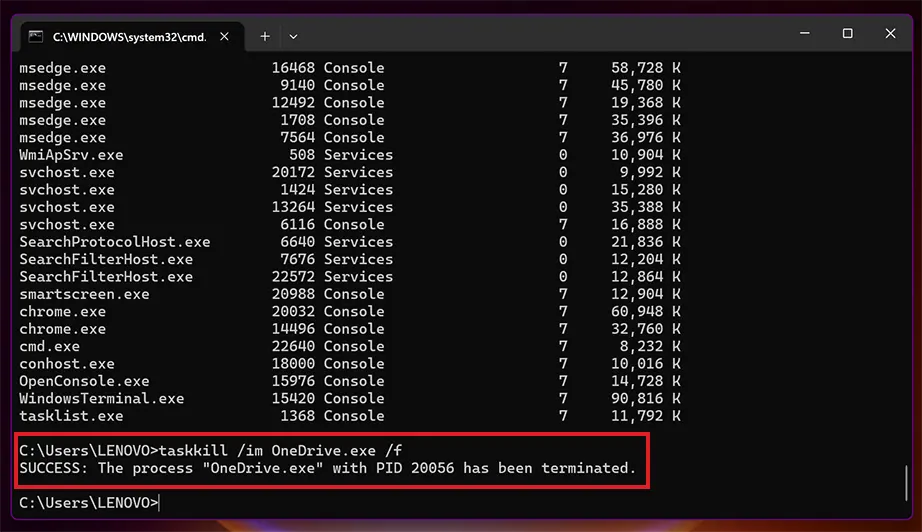 taskkill command